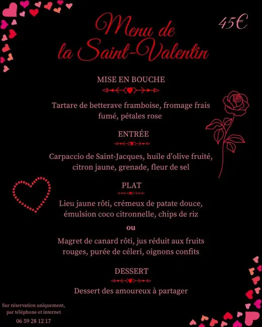 Menu Saint Valentin