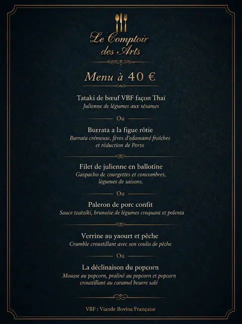 ✨Le Menu du Comptoir des Arts✨