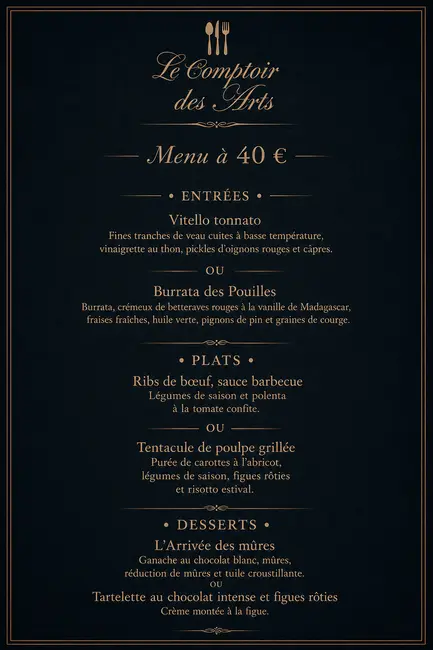 ✨ Menu du Comptoir des Arts 🎭✨