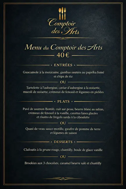 ✨Menu du Comptoir des Arts ✨