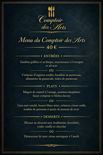 ✨Menu du Comptoir des Arts✨