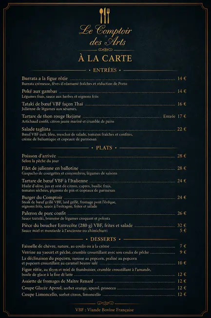 ✨La carte du Comptoir des Arts✨