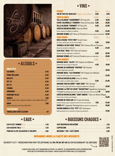 Carte / boissons – Le Douglas