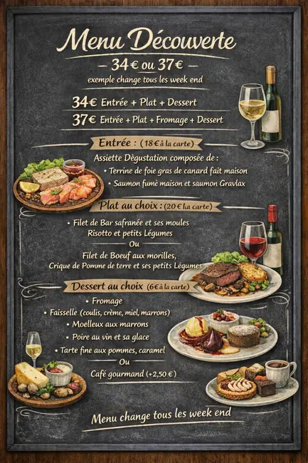 Exemple Menu decouverte Samedi soir et Dimanche midi