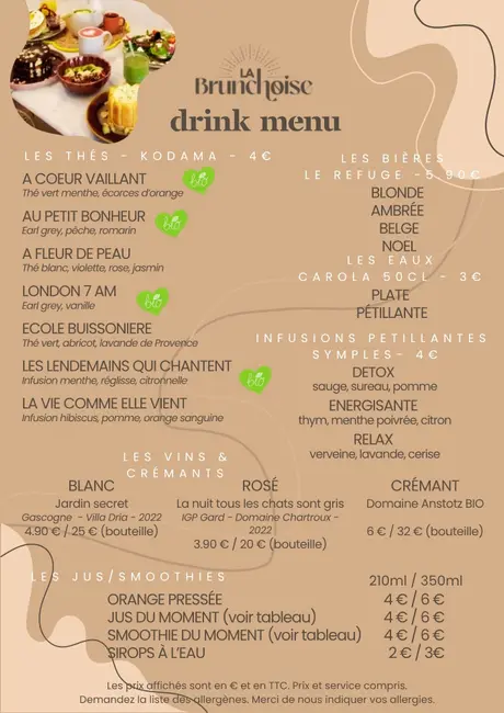 Carte / boissons – La Brunchoise