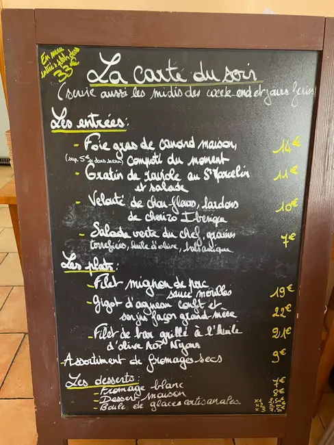 Carte Soir et Week end