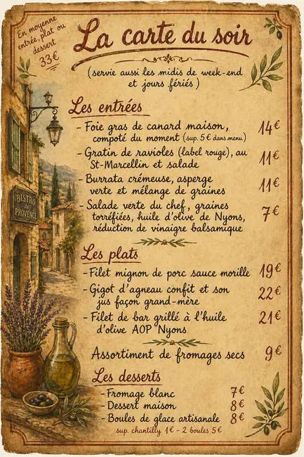 Carte Soir et Week end