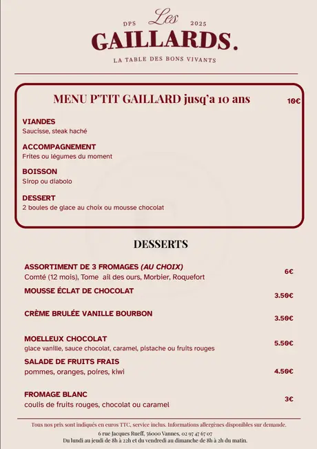 Dessert / Menu Enfant