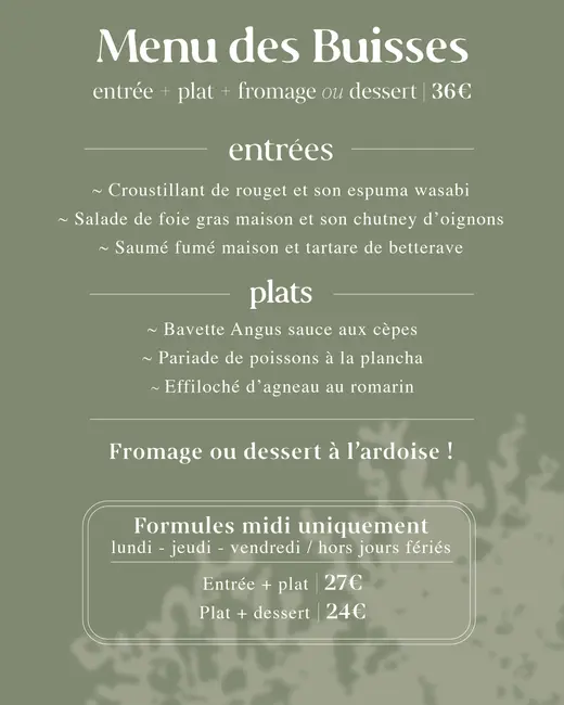 Menu des Buisses