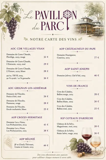 carte des vins