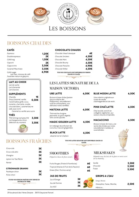 Carte / boissons – La maison Victoria